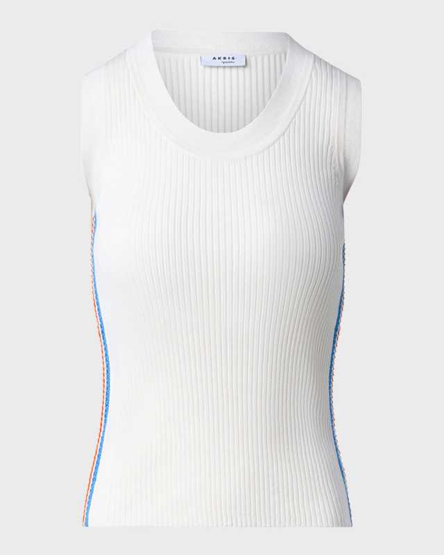 Crochet Side-Stripe Scoop-Neck Fitted Rib Tank Top